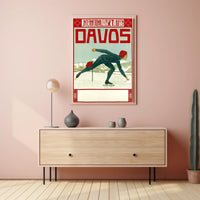 Vintage Davos Ice Skating Event Sports Poster PosterGoat