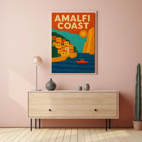Amalfi Coast Poster Wall Art Scenic Travel Print Collectible