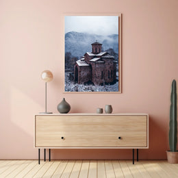 Winter Serenity At A Stone Chapel Poster