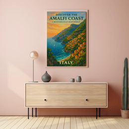 Amalfi Coast Sunset: Romantic Travel Poster