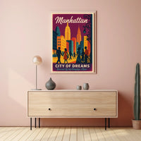 Manhattan City of Dreams Vintage Travel Poster