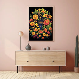 Whimsical Floral Cottage Poster