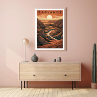 Badlands National Park Travel Poster Vintage Wall Art