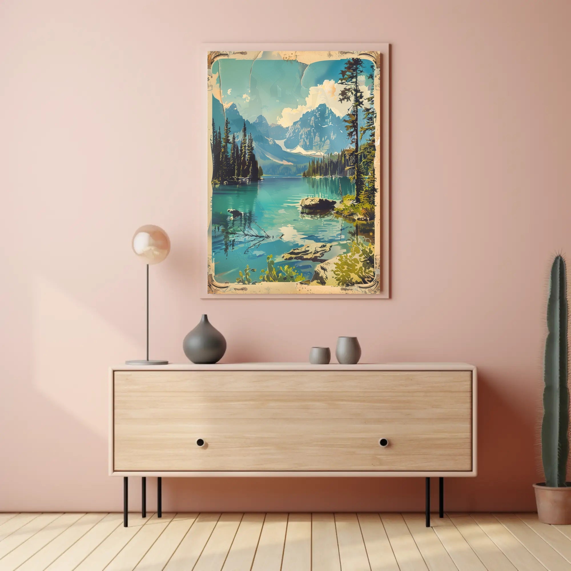 Serene Mountain Lake Travel Poster Landscape Print