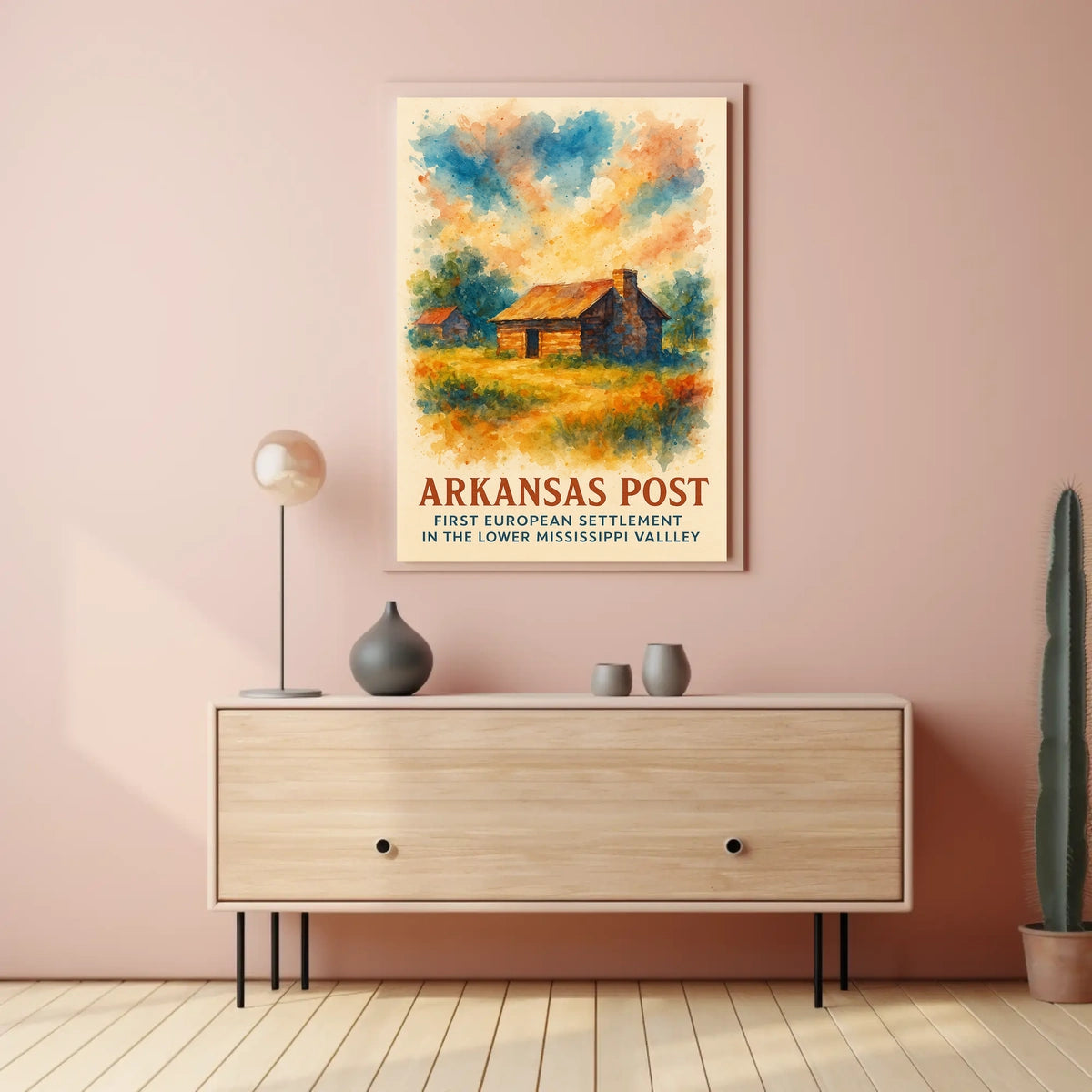 Arkansas Post Historic Settlement Watercolor Poster