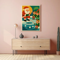 Santa's Whimsical Christmas Fishing Adventure Poster
