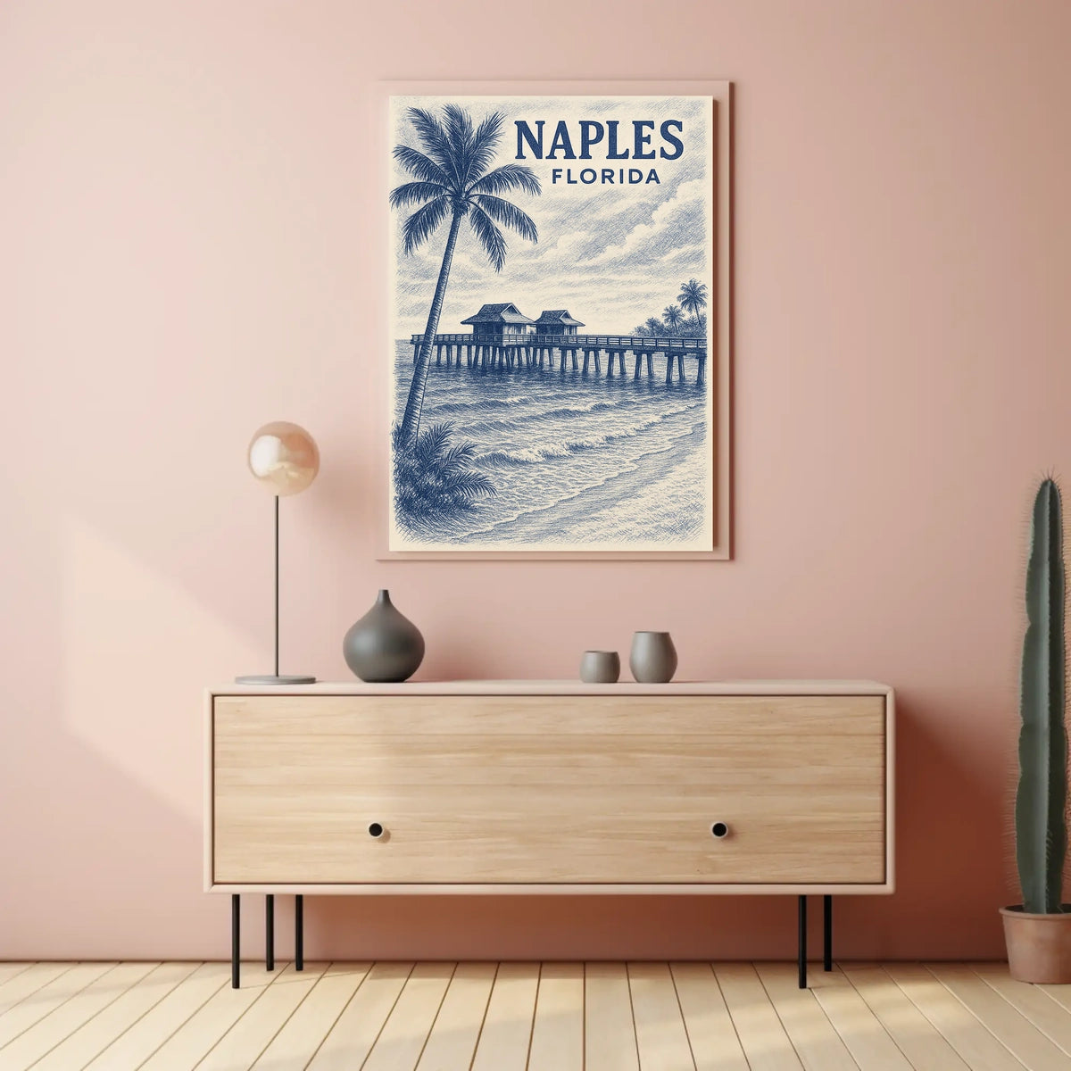 Naples Florida Poster Coastal Wall Art 18x24 Inches