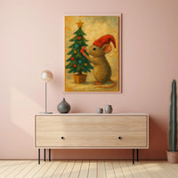 Holiday Mouse and Christmas Tree Poster