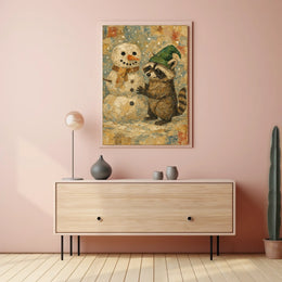 Winter Wonderland With Raccoon And Poster