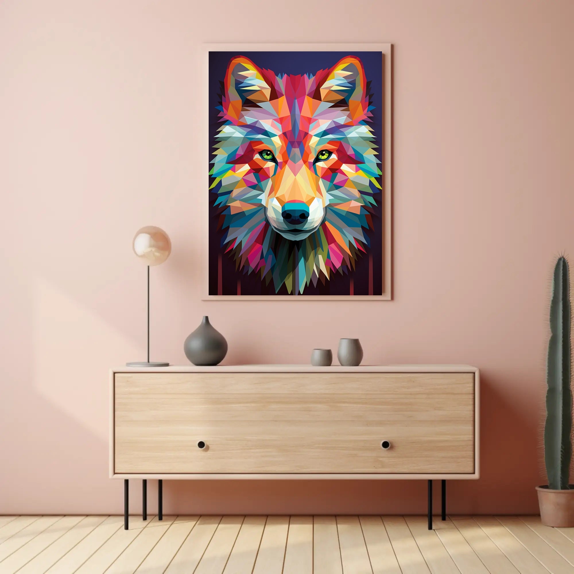Geometric Wolf Art Poster PosterGoat