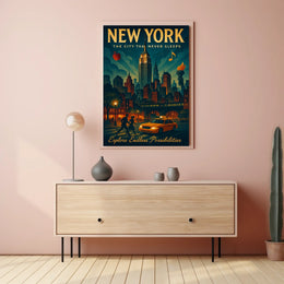 Explore New York City Skyline Poster Retro Wall Art
