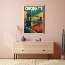 Cincinnati Cityscape Minimalist Wanderlust Poster