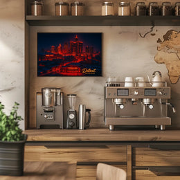 Detroit Skyline at Night Poster