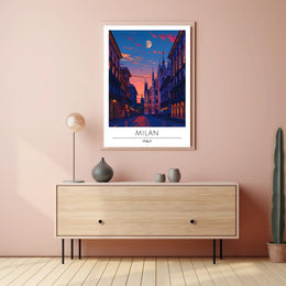 Milan Cathedral Twilight Cityscape Poster