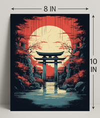 Tranquil Torii At Sunset Poster PosterGoat