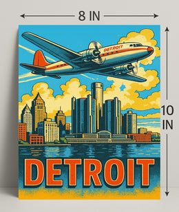 Detroit Skyline and Aviation Poster PosterGoat