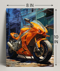 Vibrant Urban Motorcycle Poster PosterGoat