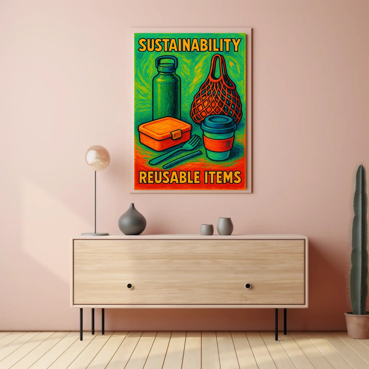 Sustainability Reusable Items Poster