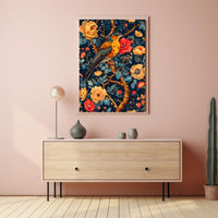 Bird and Flower Botanical Art Print - Animal Poster