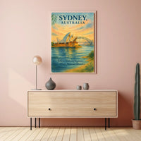 Sydney's Iconic Landmarks Vintage Travel Poster
