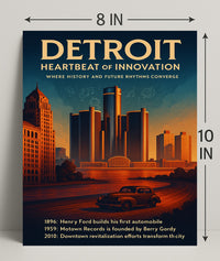 Detroit Heartbeat of Innovation Poster Art Print PosterGoat
