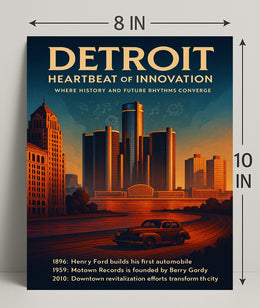 Detroit Heartbeat of Innovation Poster Art Print PosterGoat