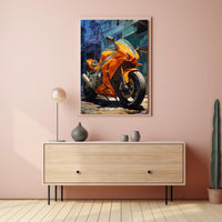 Vibrant Urban Motorcycle Poster PosterGoat