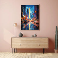 Energetic Nightlife In Modern City Poster Modern Wall Art