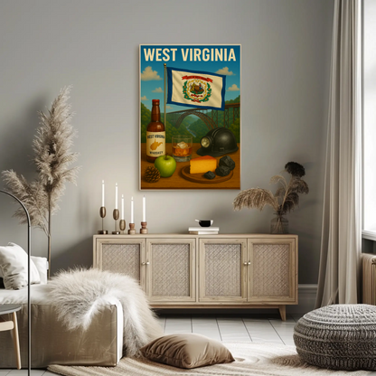 West Virginia Coal Whiskey Cheese Apple Bridge Travel Poster