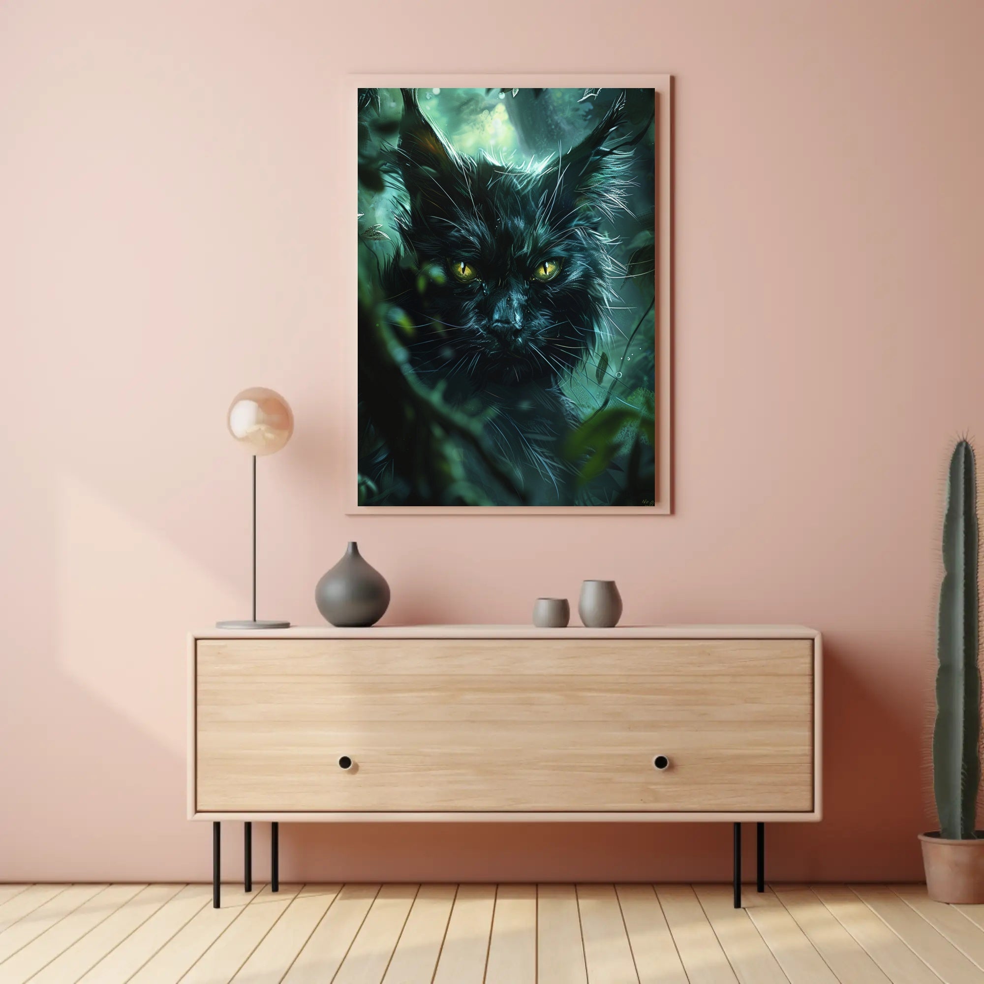 Enigmatic Forest Feline Art Print Poster Decor PosterGoat