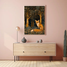 Whimsical Fox in Enchanted Forest Fantasy or Mythology Poster