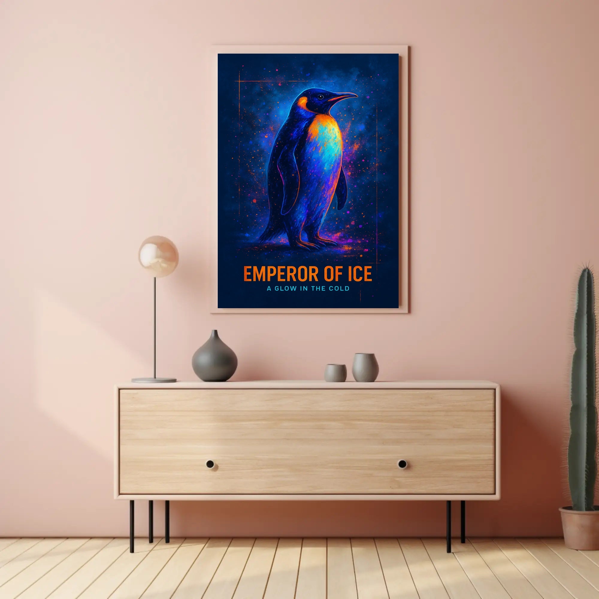 Emperor Penguin Glowing Poster Wall Art Print