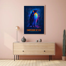 Emperor Penguin Glowing Poster Wall Art Print