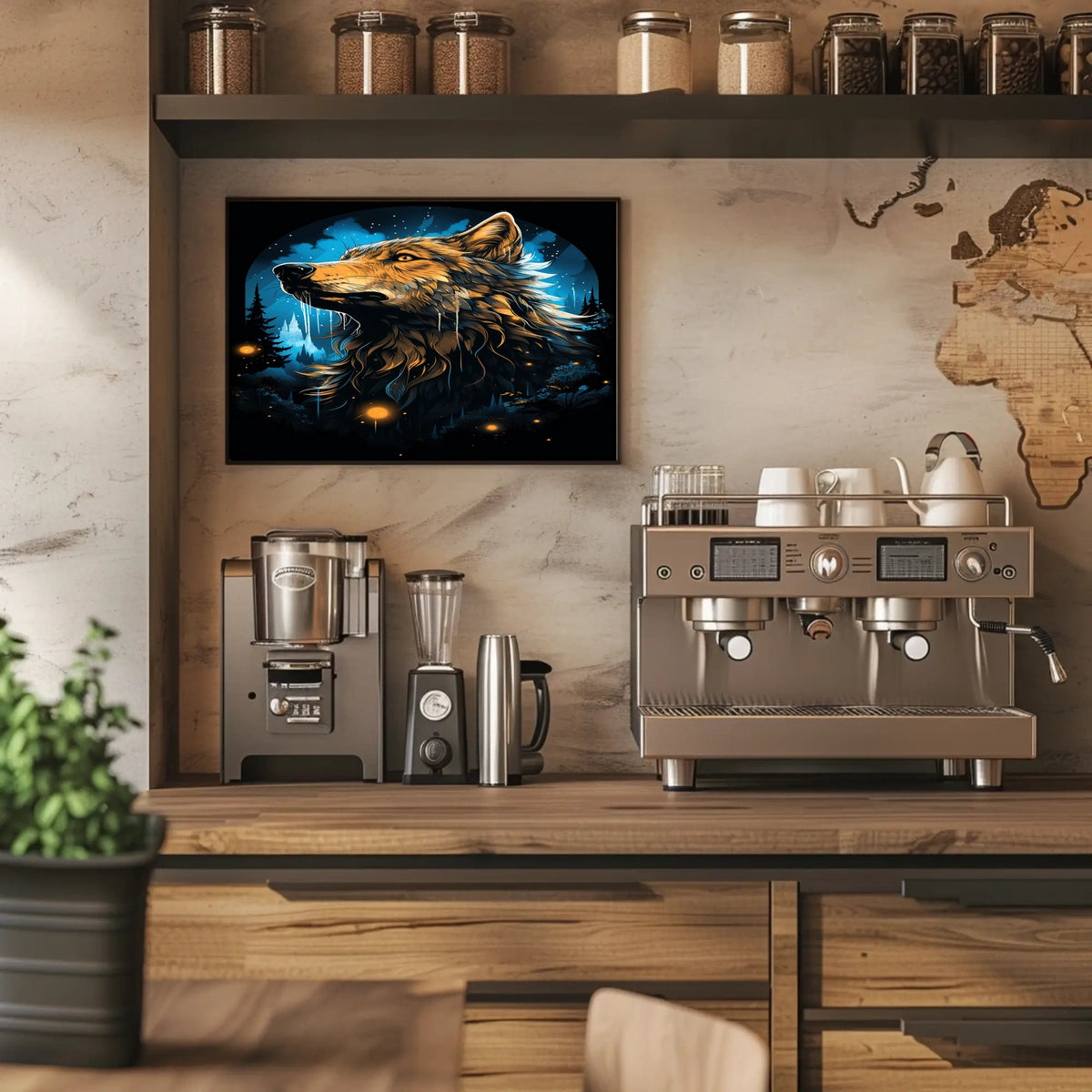 Majestic Wolf Under The Night Sky Poster