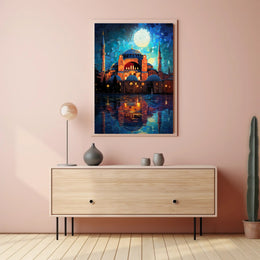 Moonlit Reflections Of Architectural Poster