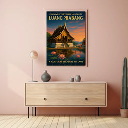 Luang Prabang Cultural Treasure Photorealistic Travel Poster