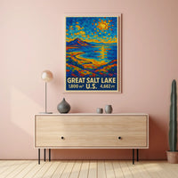 Great Salt Lake Vibrant Mosaic Landscape Poster