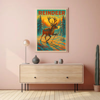 Reindeer Skiing Adventure Poster
