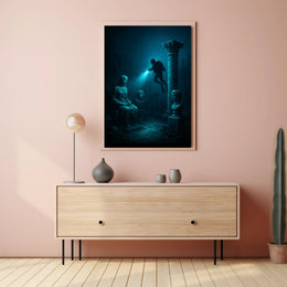 Underwater Ruins Exploration Art Print Poster PosterGoat
