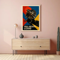Frill-Neck Lizard Wildlife Art Poster