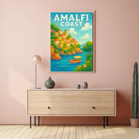 Amalfi Coast Poster Wall Art for Coastal Home Decor