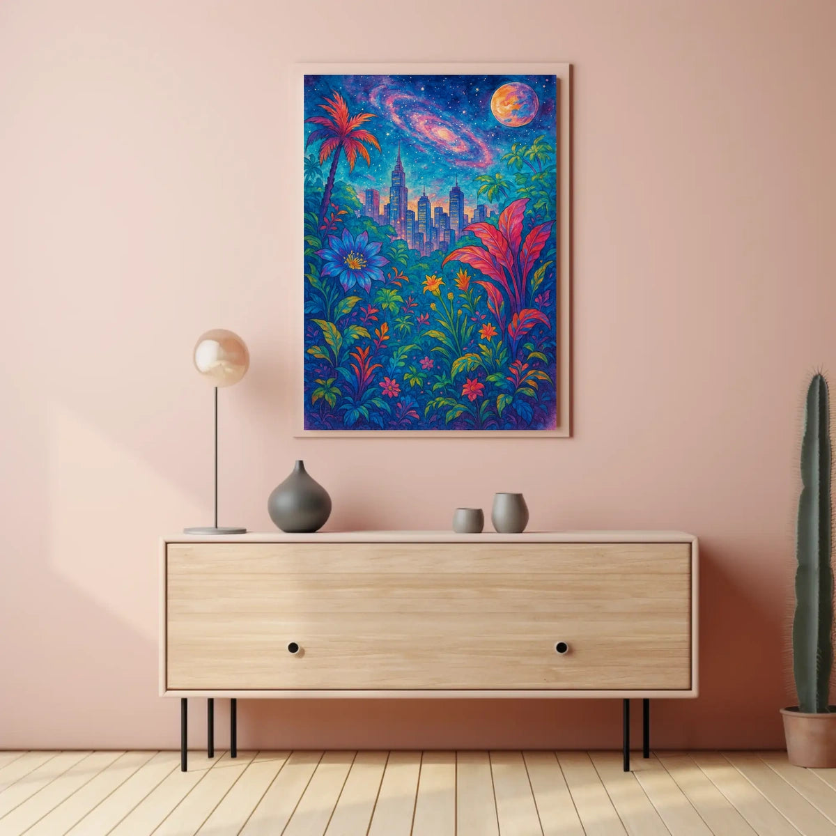 Cosmic Jungle Cityscape Poster