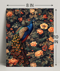 Majestic Peacock Amidst Blossoms William Morris Art Poster
