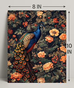 Majestic Peacock Amidst Blossoms William Morris Art Poster