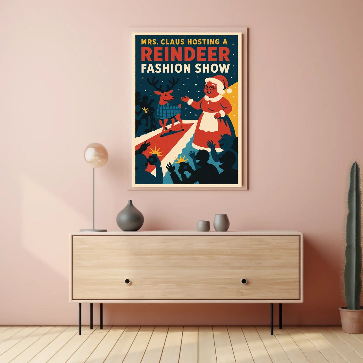 Reindeer Fashion Show: Retro Christmas Holiday Pop Culture Poster
