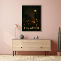 Ann Arbor Night Cityscape Photography Collectors Poster