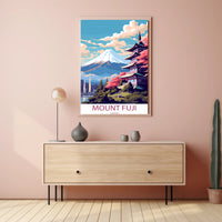 Mount Fuji Vintage Travel Art Poster