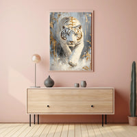 Majestic White Tiger in Motion Animal Poster