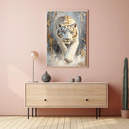 Majestic White Tiger in Motion Animal Poster