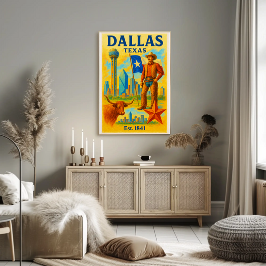 Dallas Cowboy Urban Vintage Travel Poster Wall Art